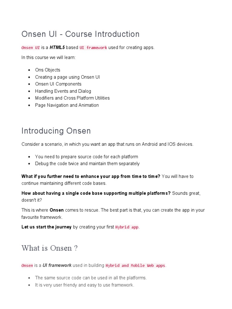 Onsen UI Course Overview and Setup | PDF | Web Application | Ios