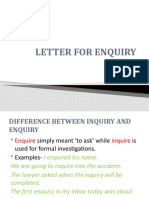 Letter For Making Inquiry