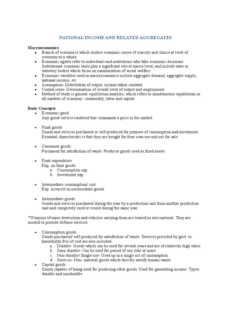National Income and Economic Aggregates | PDF | Gross Domestic Product ...
