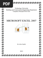 Microsoft Excel 2007: Technology University Building and Constructions Engineering Department