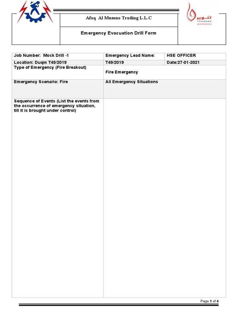 Emergency Preparedness Evacuation Drill Format | PDF