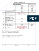 Cable Calculation: 11500 KW 6.6 KV (Ue)