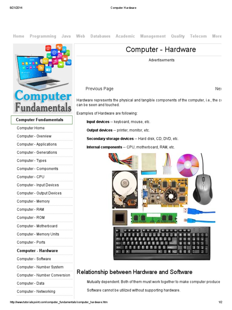Computer - Hardware: Relationship Between Hardware and Software | PDF ...