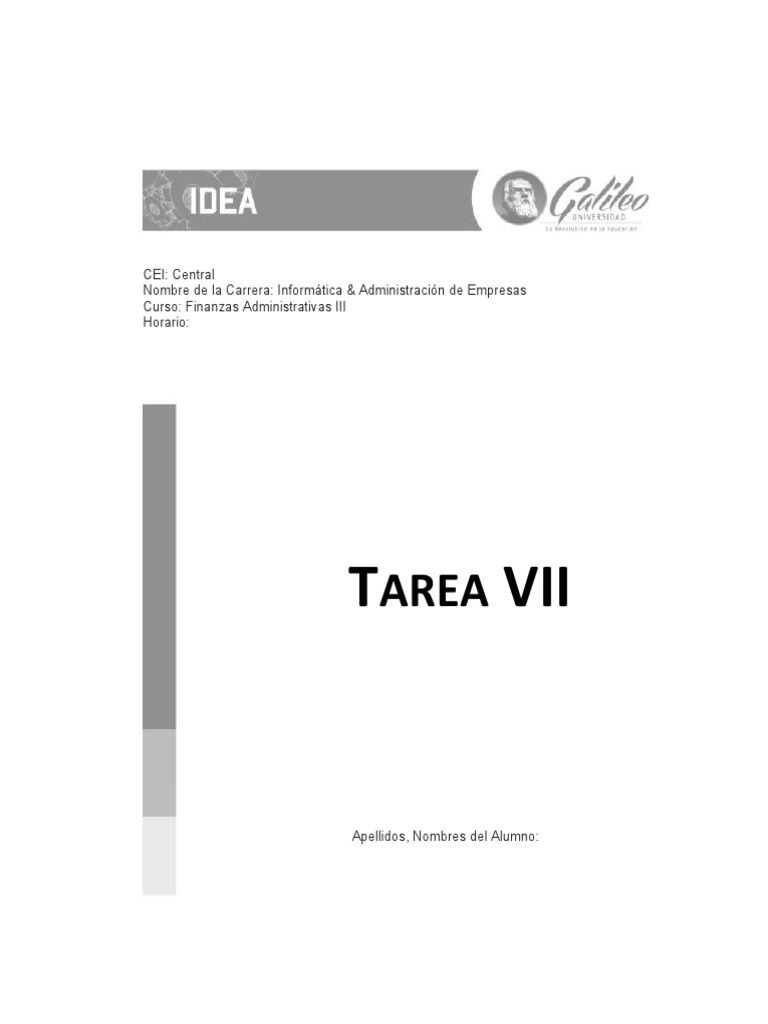 Tarea 7 Finanzas Administrativas III | PDF | Crecimiento personal y ...