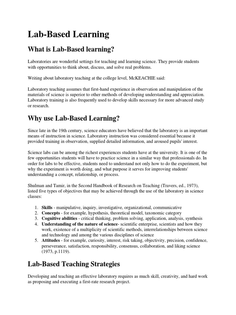 LabBased Learning PDF Laboratories Science