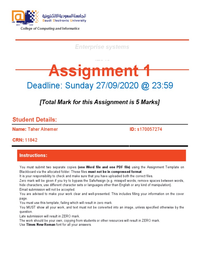 Enterprise Systems Assignment Guide | PDF | Ontology (Information ...