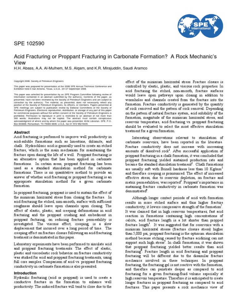 Spe 1025901 PDF Hydraulic Fracturing Creep (Deformation)