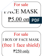 Face Mask 5.00 Only: For Sale