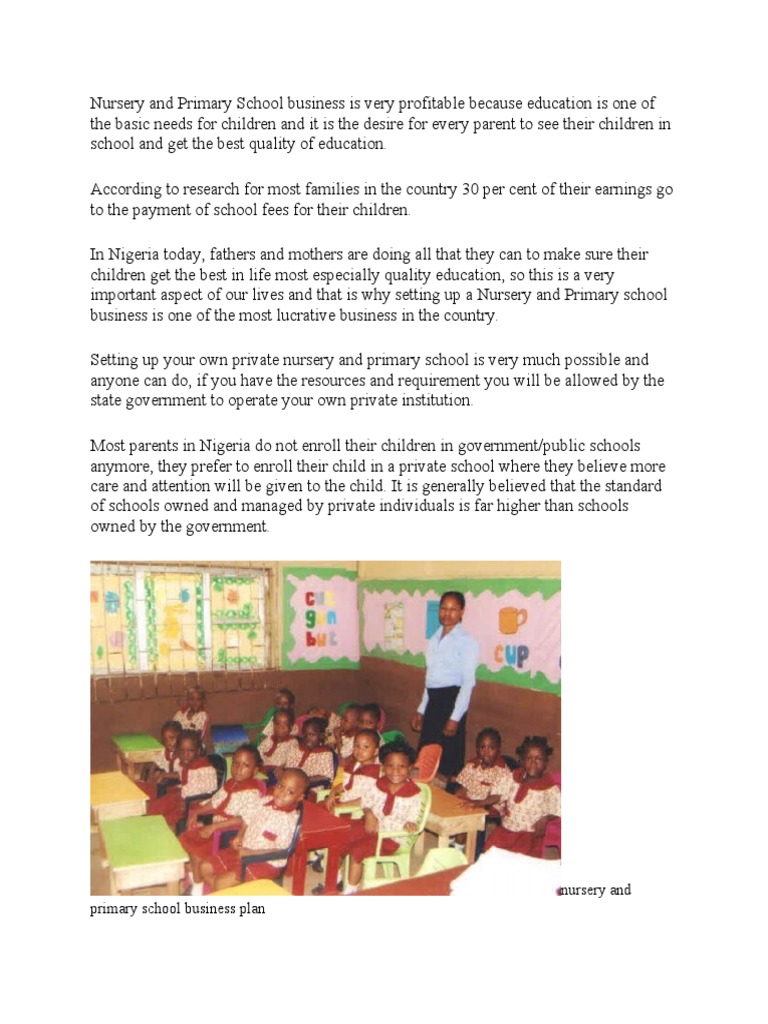 free nursery and primary school business plan pdf