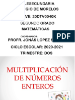 Multiplicación de Números Enteros 2°