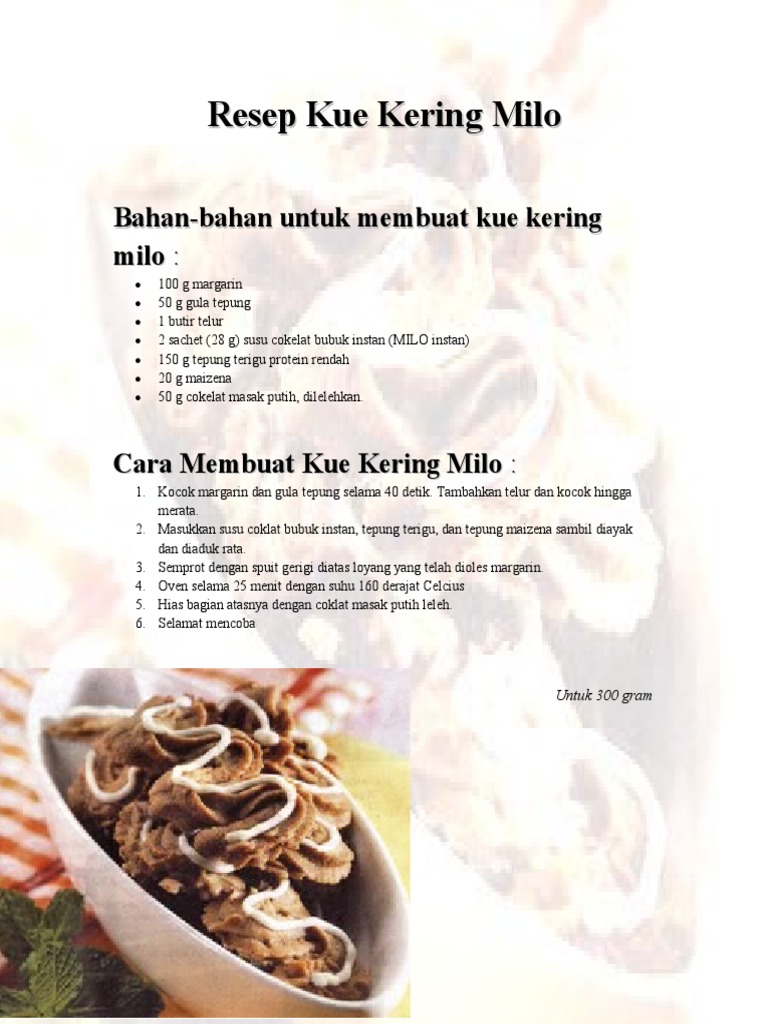 Resep Kue Kering Coklat Milo - Resep Kue Kering