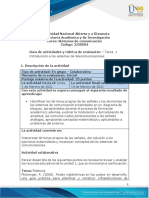 Guía de actividades y rúbrica de evaluación - Unidad 1 - Tarea 1 - Introducción a los sistemas de telecomunicaciones