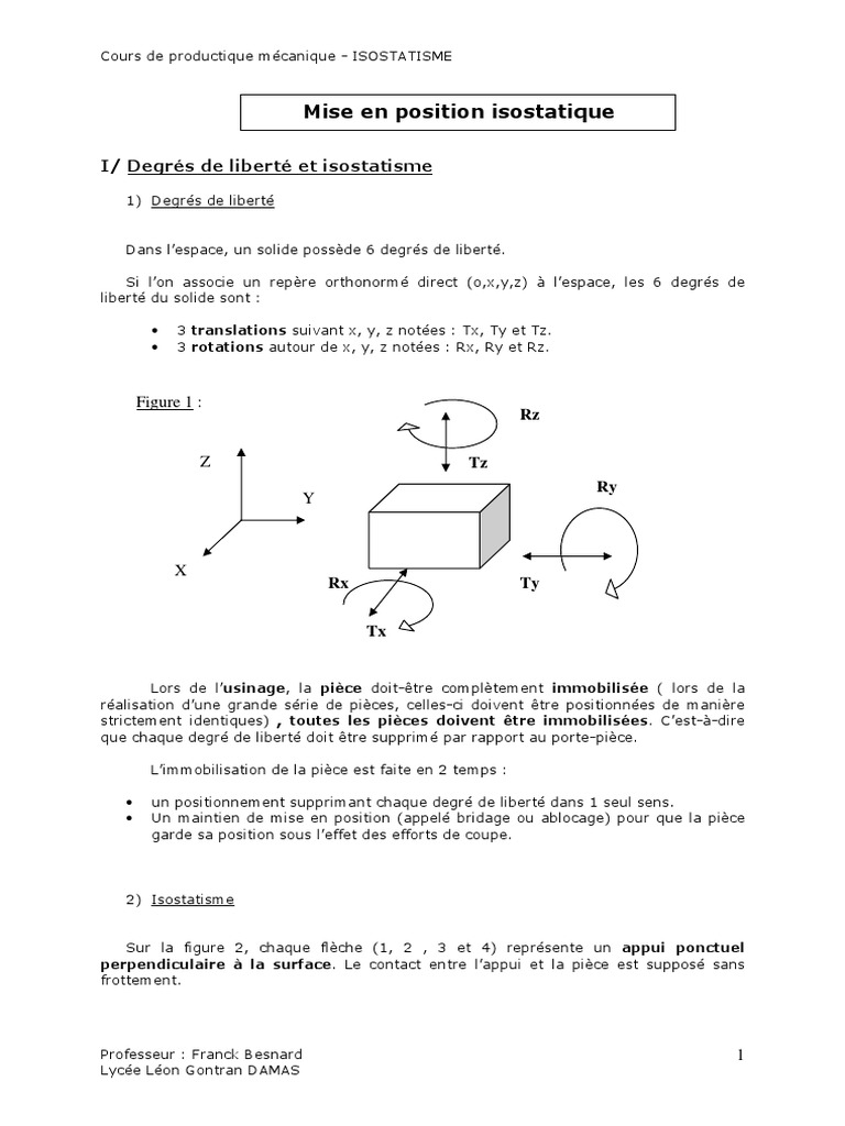 Isostatisme et Mise en Position PDF Physique appliquée et — free download