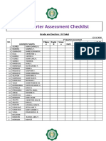1st Quarter Assessment Checklist: Grade and Section: III-Yakal