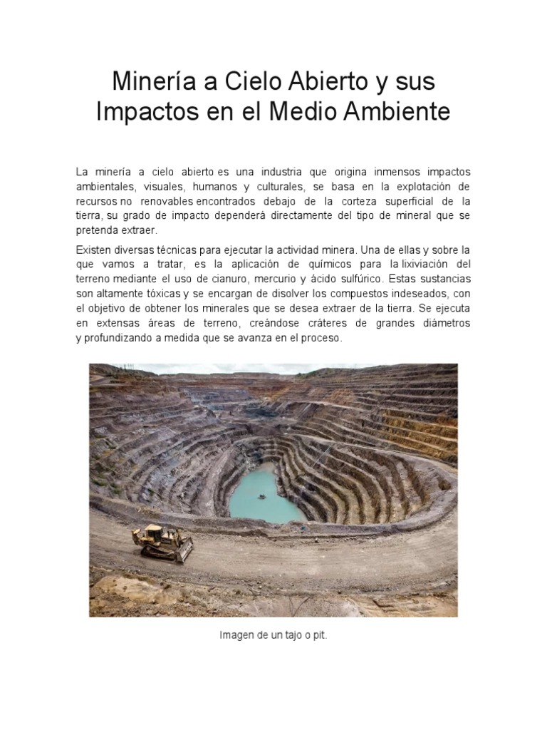 Minería A Cielo Abierto y Sus Impactos en El Medio Ambiente | PDF ...