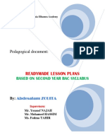 Readymade Lesson Plans Based On Second Year Bac Syllabus