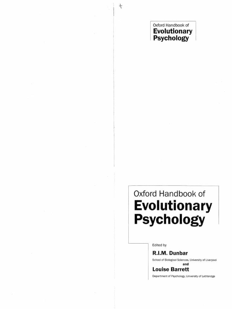 The Oxford Handbook of Evolutionary Psychology (Oxford Library of ...