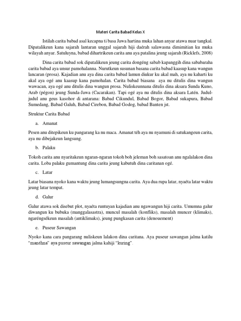 Materi Carita Babad Kelas X