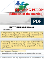 Ang Katitikan NG Pulong o Minutes of The Meeting