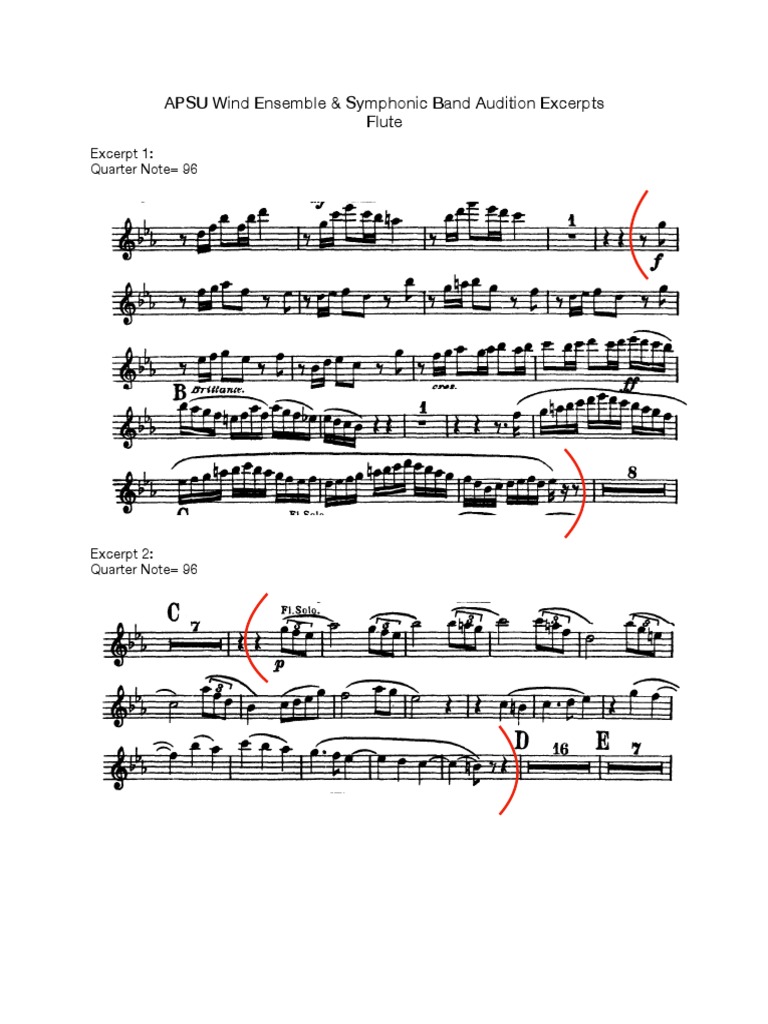 APSU Wind Ensemble & Symphonic Band Audition Excerpts Flute Excerpt 1
