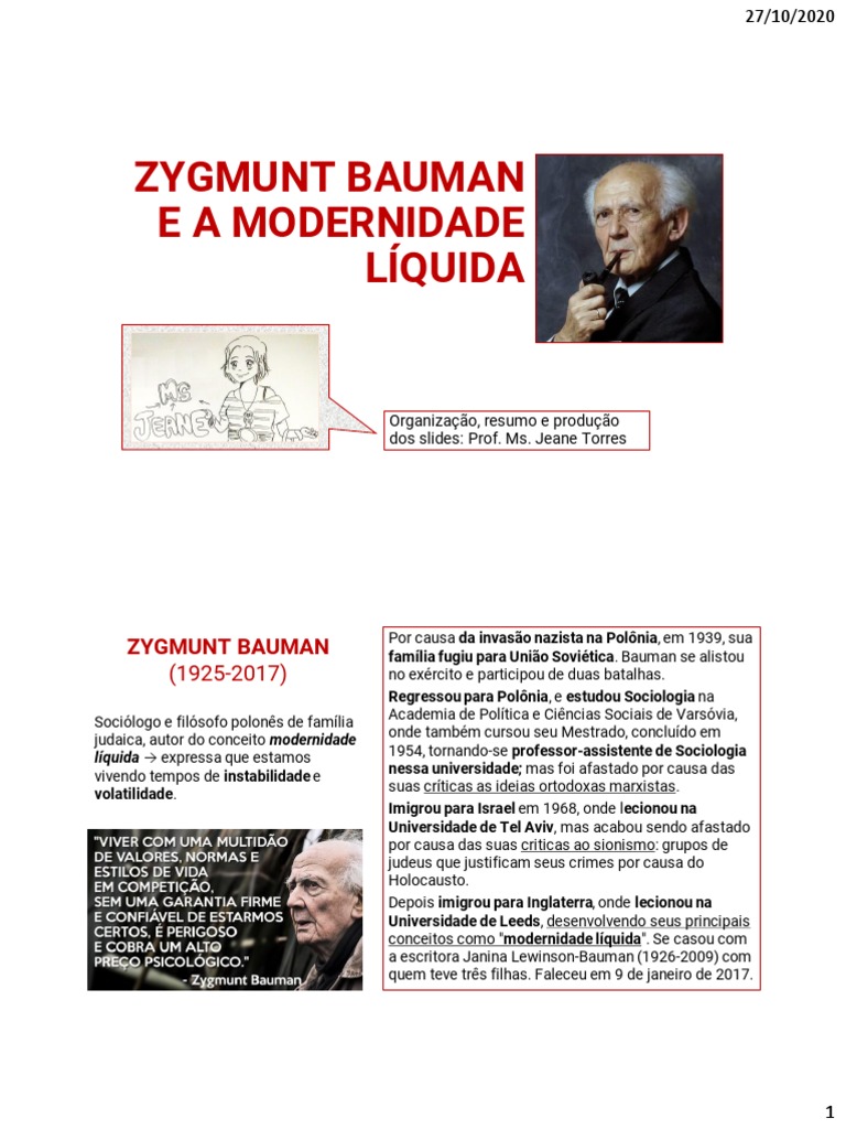 Modernidade Líquida de Zygmunt Bauman | PDF | Modernidade | Science