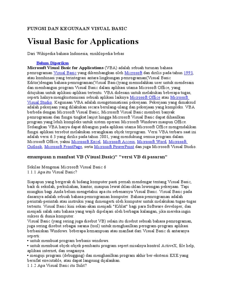 Fungsi dan kegunaan visual basic pdf