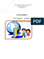 English 5: First Quarter - Module 1 Into The World of Learning