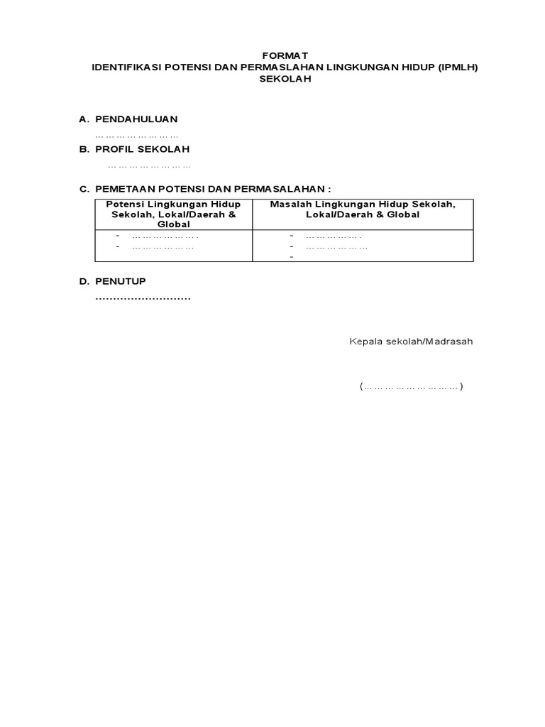 Format Ipmlh Sekolah