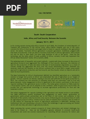 SSC- CFP- India-Africa, Agricultural Investments