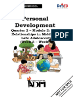 Personal Development: Quarter 2 - Module 2: Social Relationships in Middle and Late Adolescents (Week 3 - Week 4)