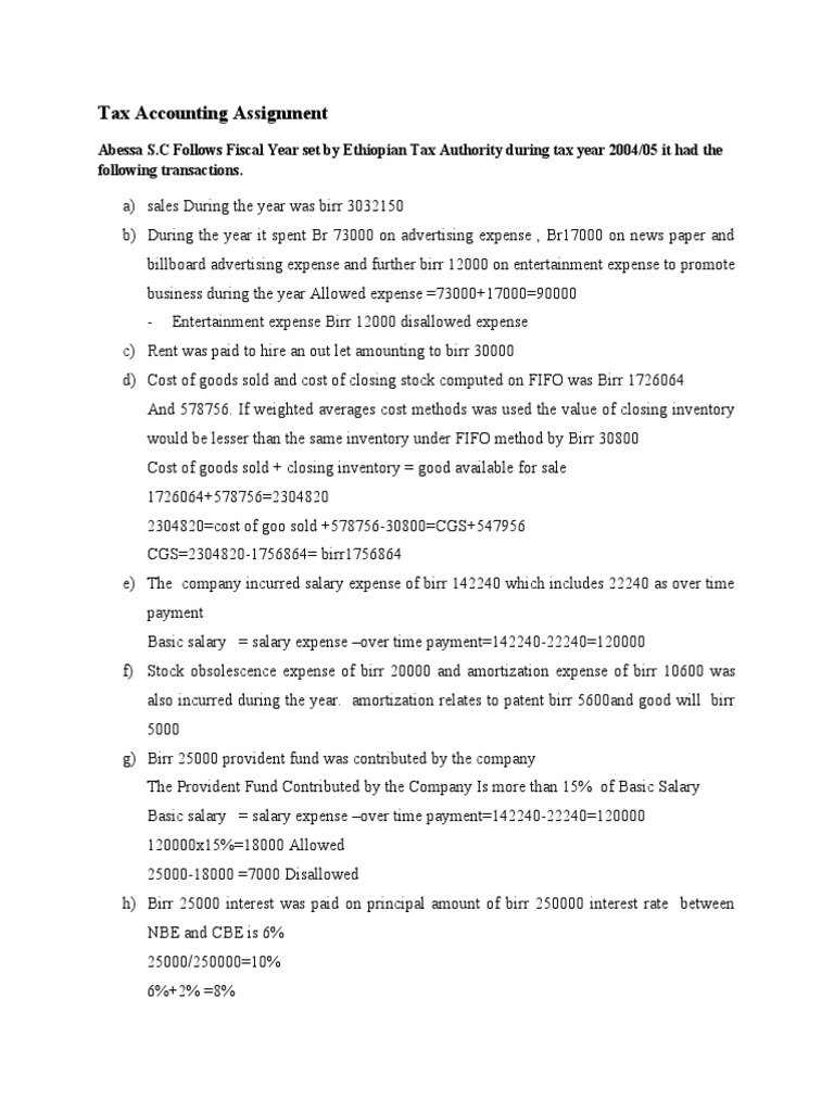 Tax Accounting Overview for Abessa S.C. | PDF | Cost Of Goods Sold ...