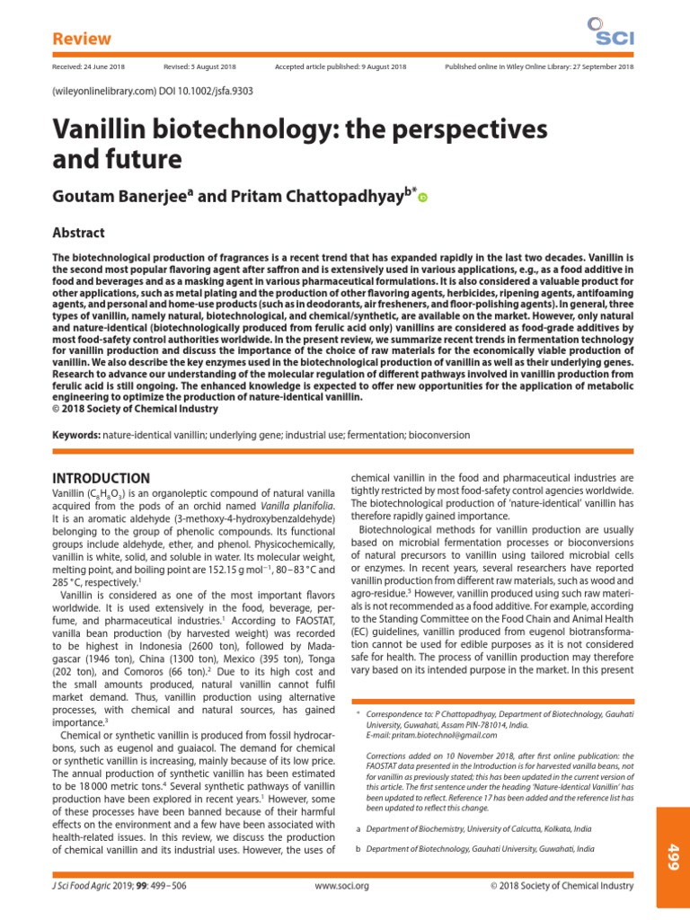 Banerjee 18 Vanillin Biotechnology The Perspectivesand Future Vanilla Strain Biology