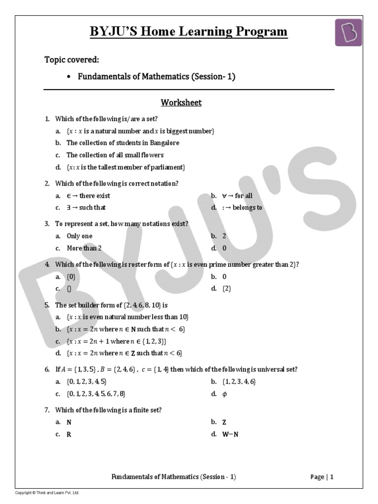 BYJU'S Home Learning Program: Topic Covered: - Fundamentals of ...
