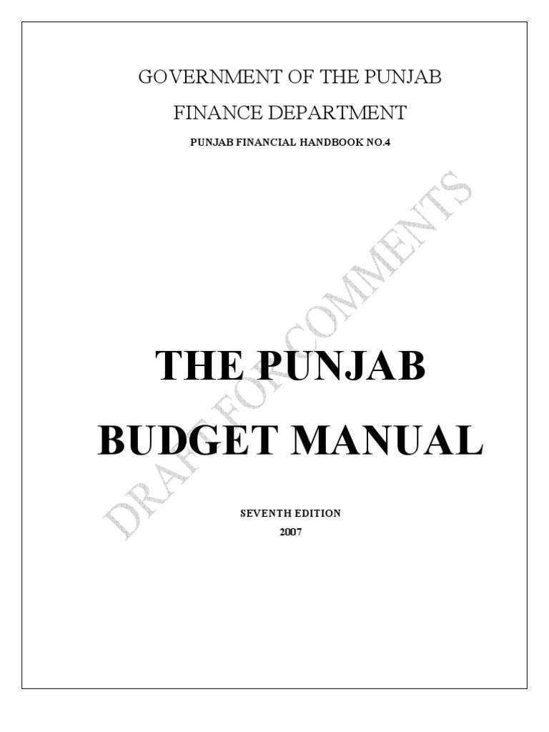 The Punjab Budget Manual PDF Budget Expense