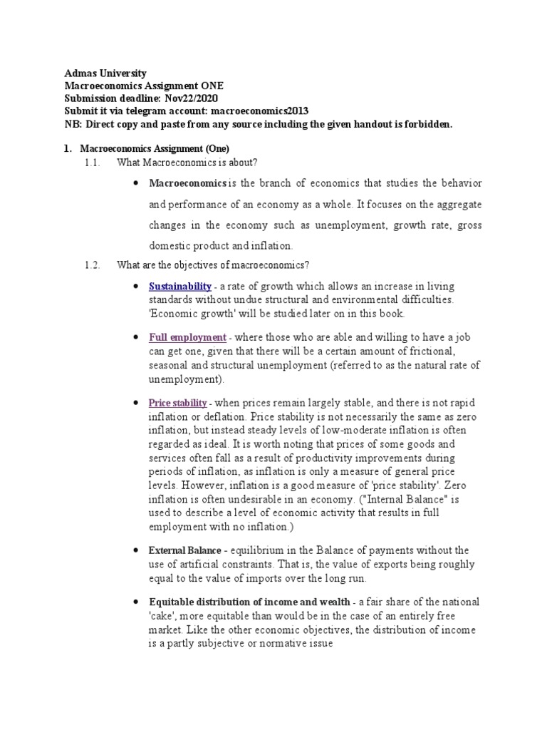 Macroeconomics Assignment Overview | PDF | Macroeconomics | Economics