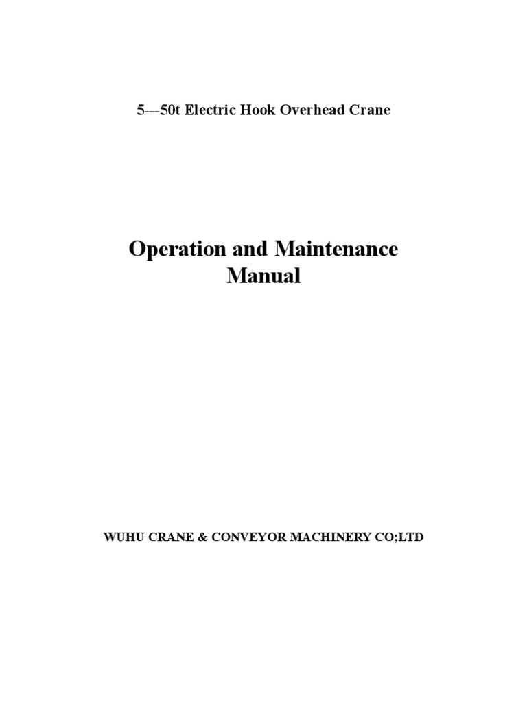 5-50t Electric Overhead Crane Manual | PDF | Crane (Machine) | Electric ...