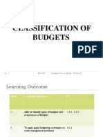Classification of Budgets: 04-Sep-20 BBA 207 Management Accounting 1