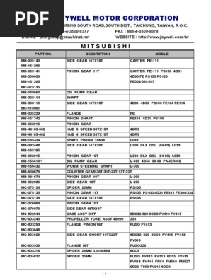 三菱自動車サッカー部 1991/92 公式ハンドブック Mitsubishi Parts Manual Overview | PDF | Manual Transmission | Axle