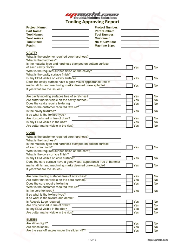 Injection Mold Inspection Checklist | PDF | Electrical Connector ...