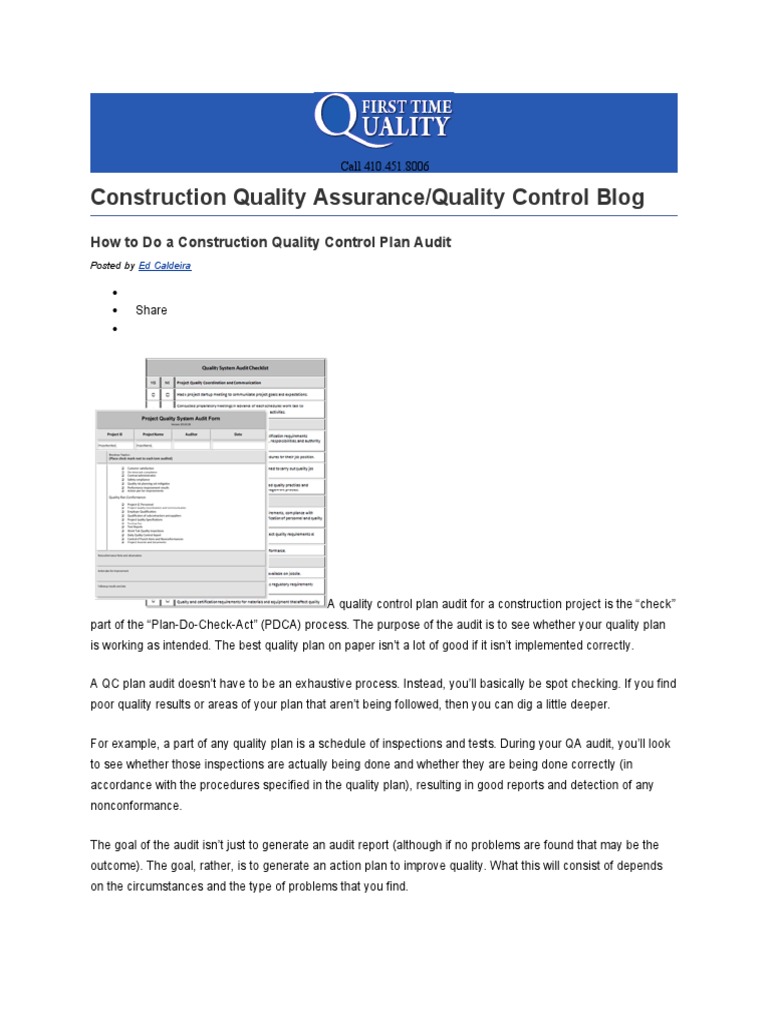 Construction Quality Assurance | PDF | Quality Assurance | Audit