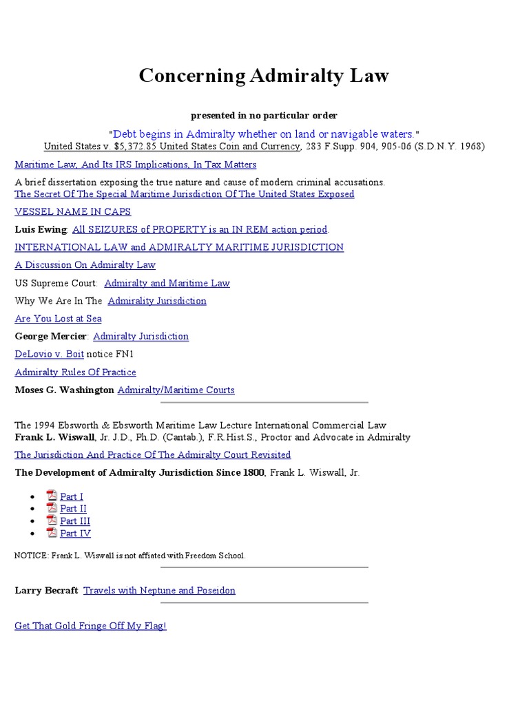 Concerning Admiralty Law | PDF | Admiralty Law | Jurisdiction