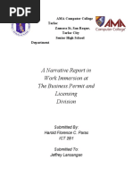 A Narrative Report in Work Immersion at The Business Permit and Licensing Division