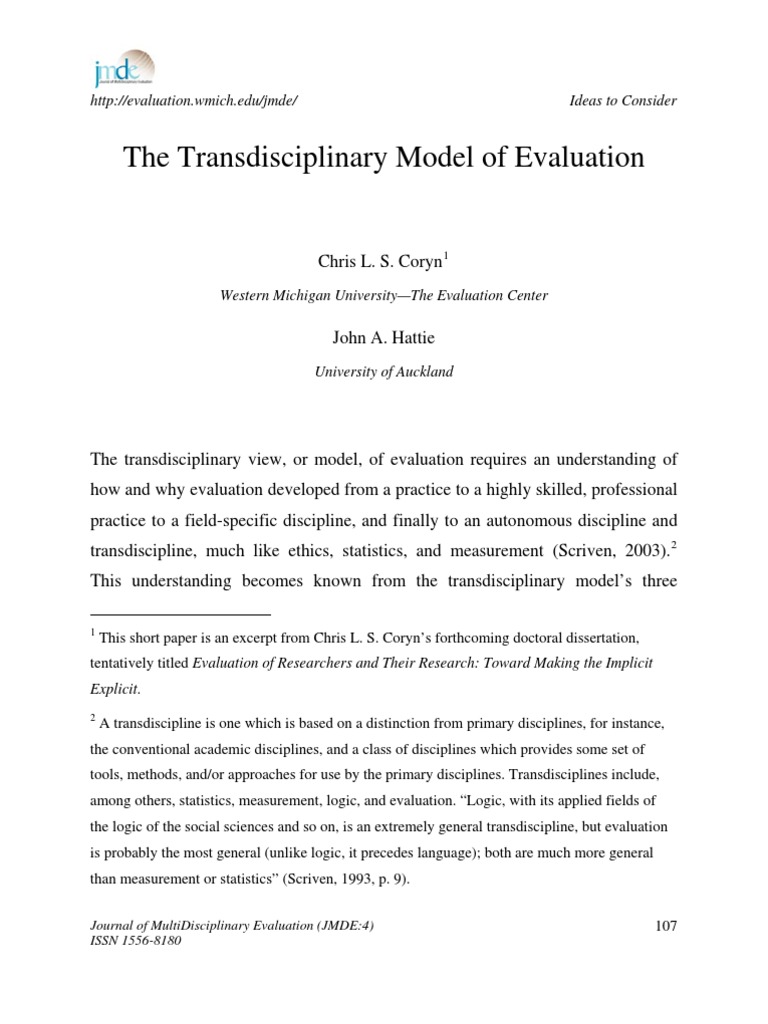 Transdisciplinary Evaluation Model Explained | PDF | Objectivism (Ayn ...