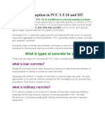 Cement Consumption in PCC 1:5:10 and M5: What Is Types of Concrete For PCC?