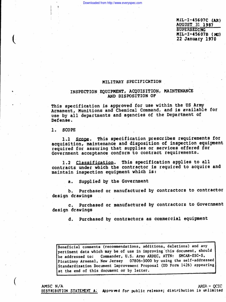 Military Specification for Inspection Equipment | PDF | Specification ...