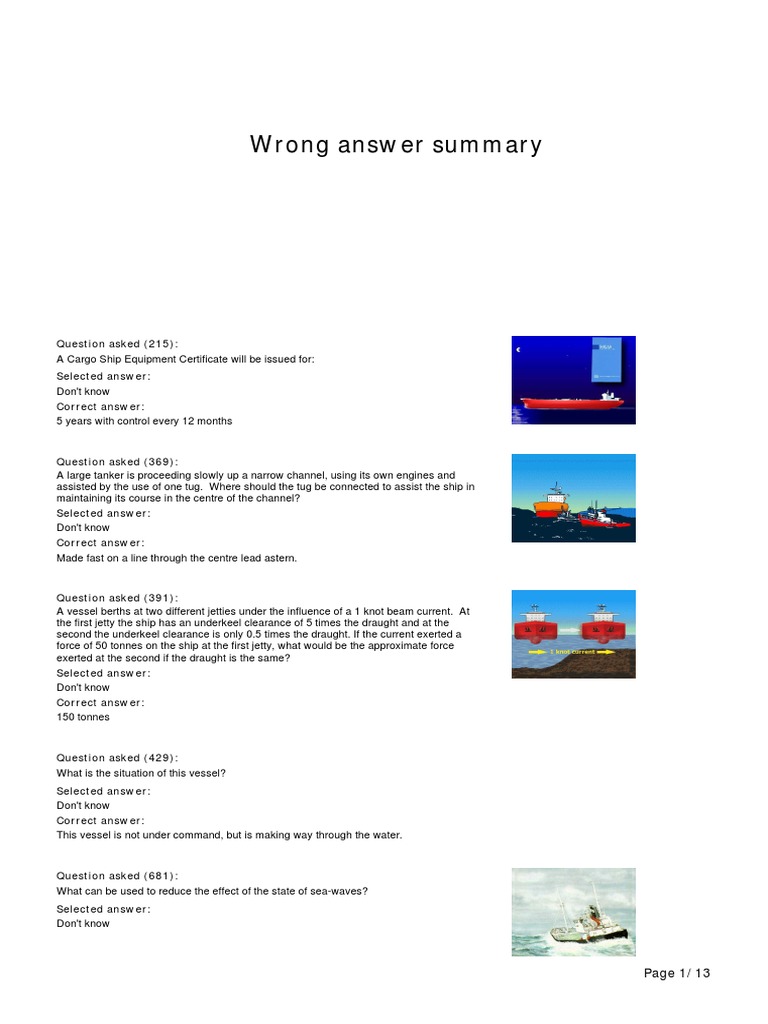 Summary of Incorrect Maritime Answers | PDF | Oil Tanker | Ships