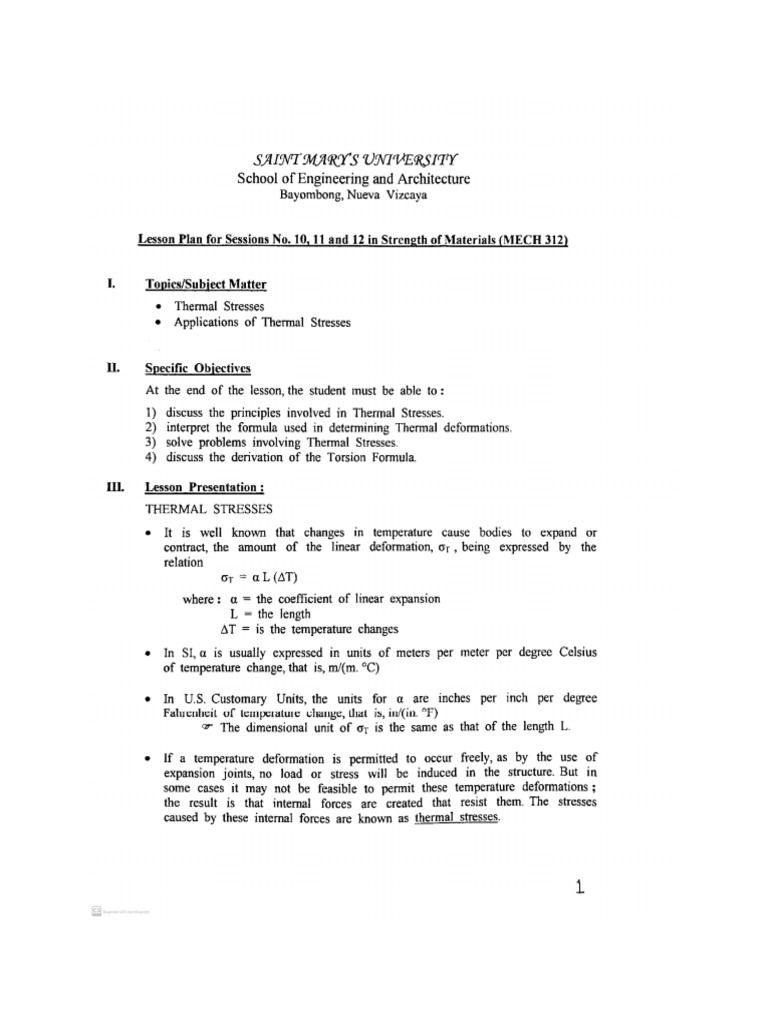 LESSON 5 Thermal Stress and Thermal Deformation | PDF