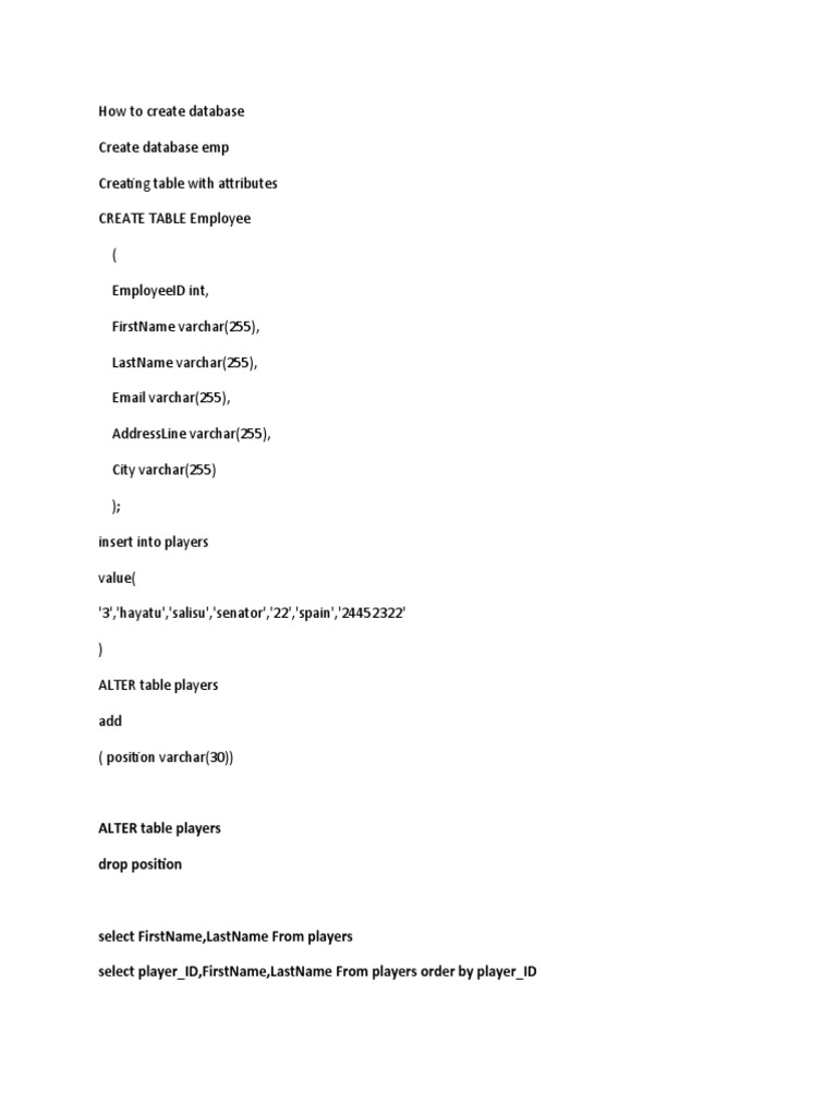 How To Create Database | PDF