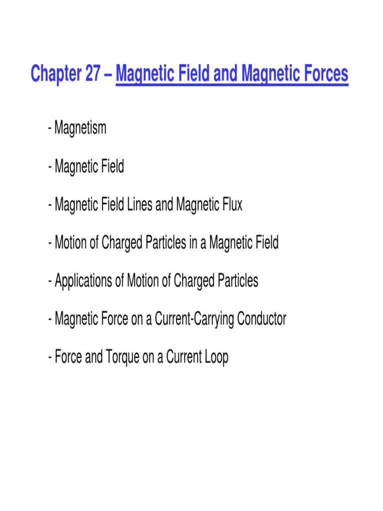 Chapter 27 - Magnetic Field and Magnetic Forces | PDF | Magnetic Field ...