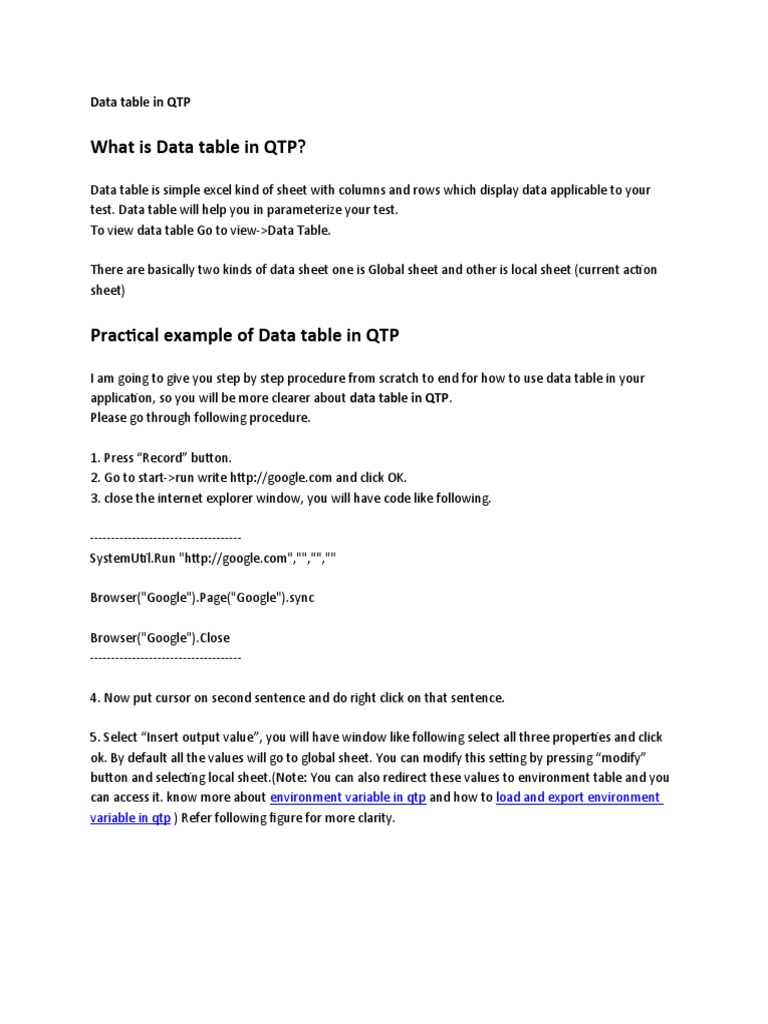 Understanding Data Table in QTP | PDF | Computer Science | Computing